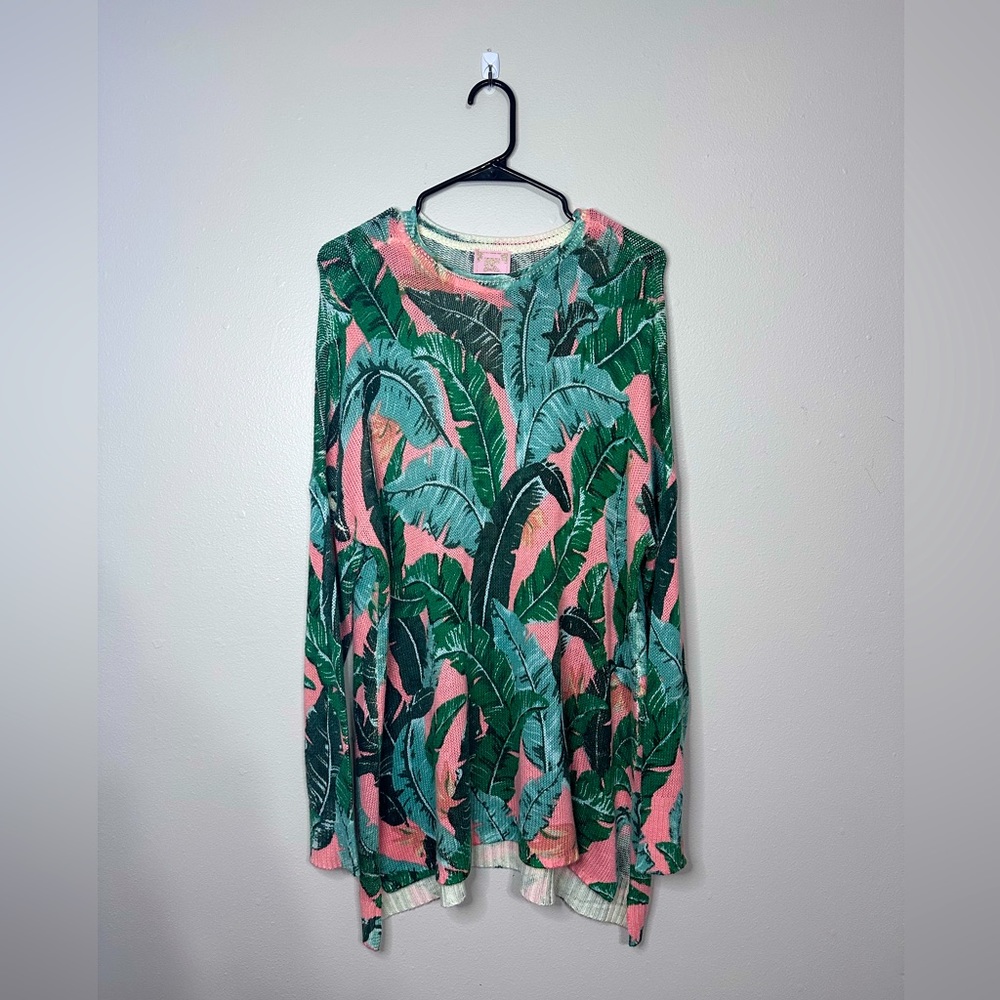 Show Me Your MUMU Palm Leaf Bonfire Sweater L Large